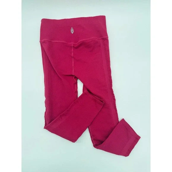 Free People Movement Ribbed Crop Leggings Pink Size S - Picture 3 of 3